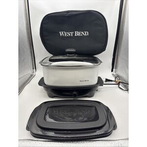 West Bend 4 Quart Slow Cooker 84765  Both Plastic & Glass Lids Plus Case!!
